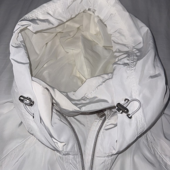 Athleta Rain Drop Jacket‎ Hooded Longline White Windbreaker Full Zip Women Large - Picture 3 of 16